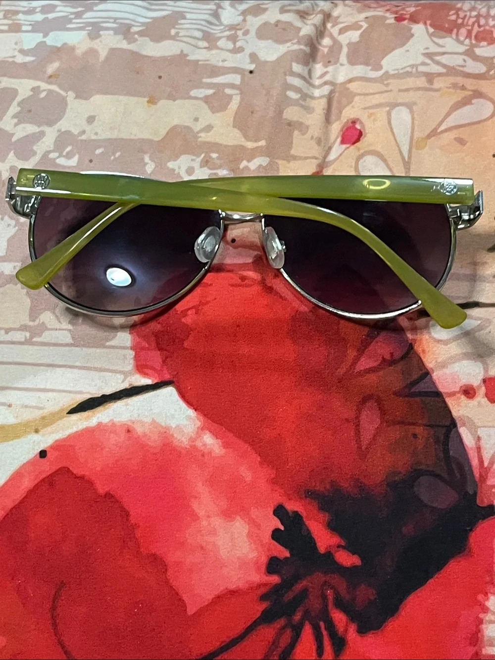 Nicole by Nicole Miller Aviator Sunglasses with Purple Mirrored Lenses